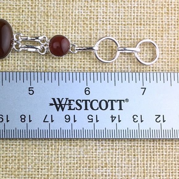 New Dichroic Glass Acrylic with Carnelian Silver Overlay Bracelet 6 1/4 - 7 - Picture 4 of 8